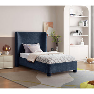 Meridian Penny Navy Chenille Fabric Twin Bed