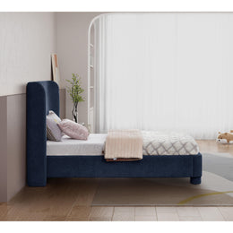Meridian Penny Navy Chenille Fabric Twin Bed