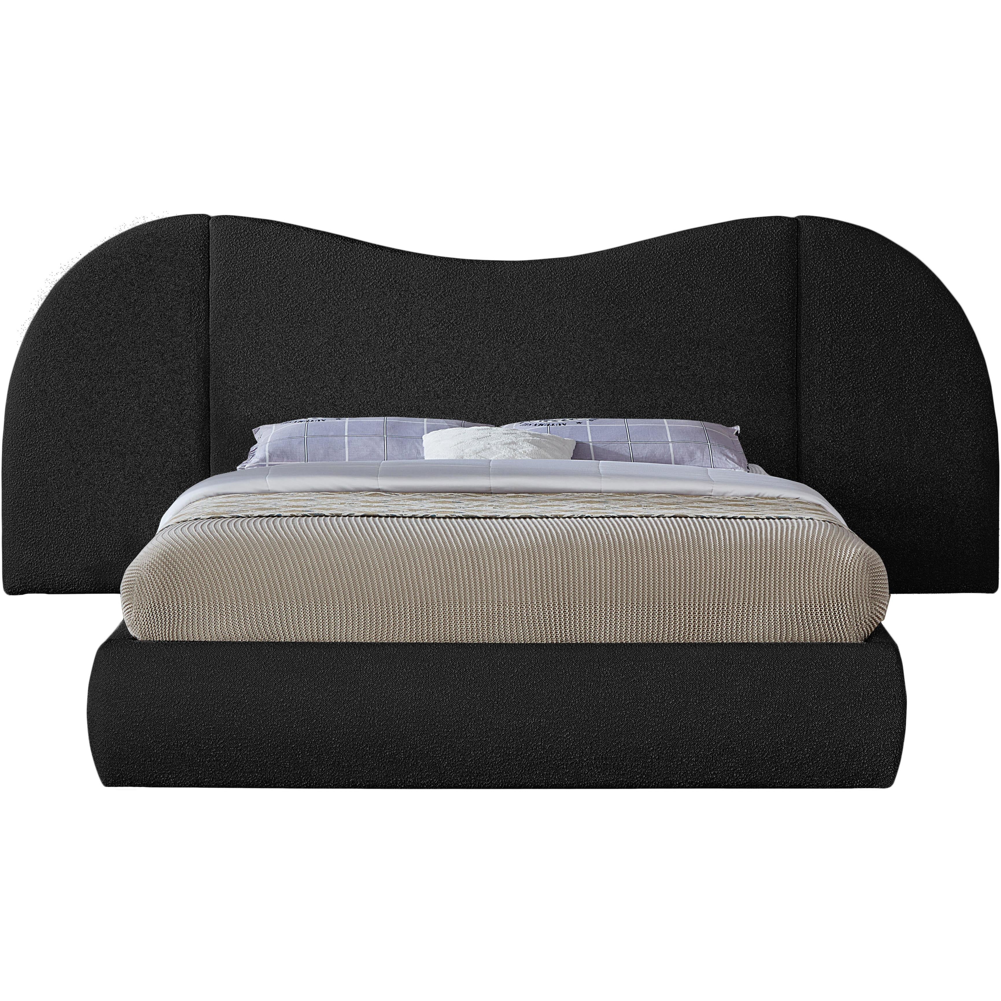 Meridian Everest Black Boucle Fabric King Bed (3 Boxes)