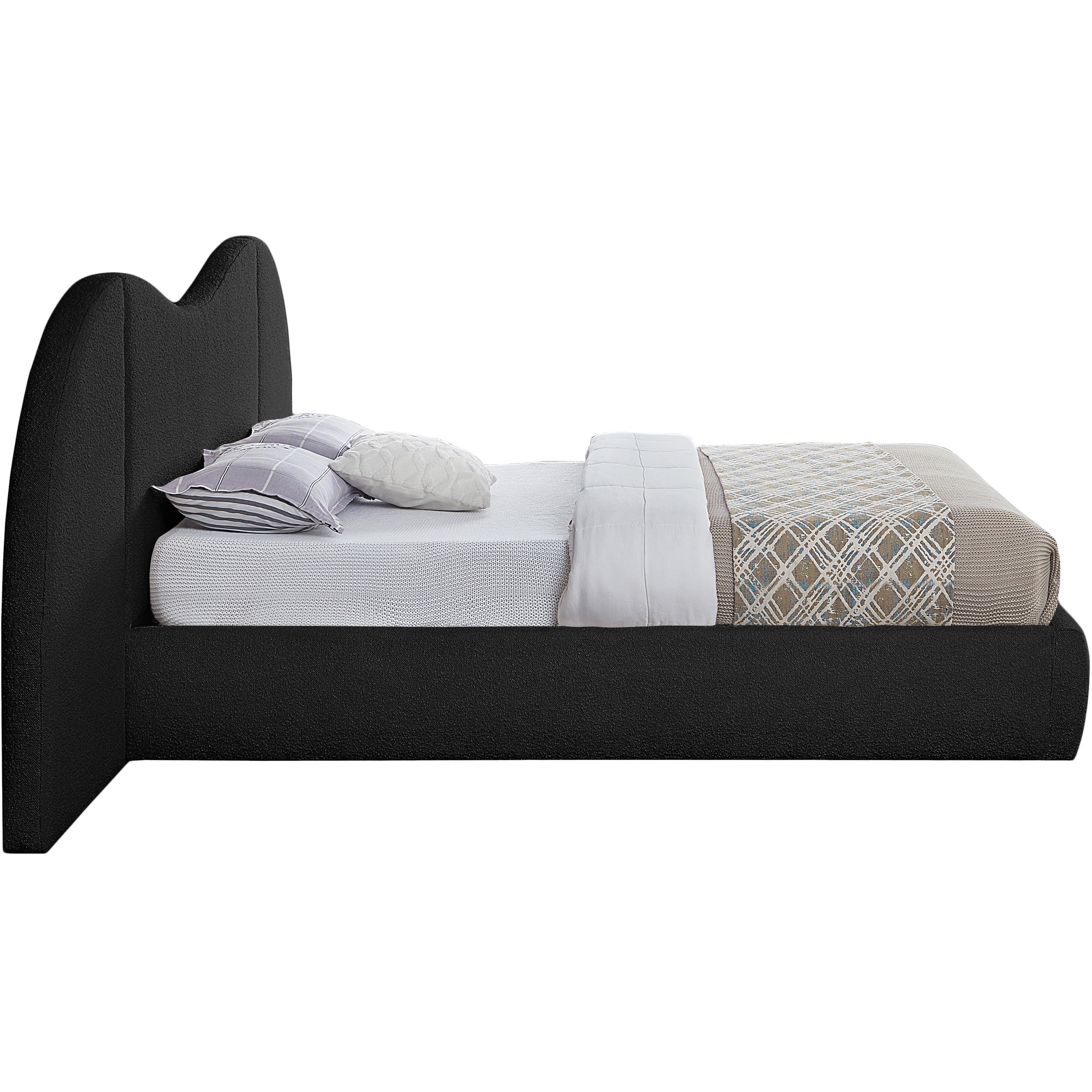 Meridian Everest Black Boucle Fabric Queen Bed (3 Boxes)