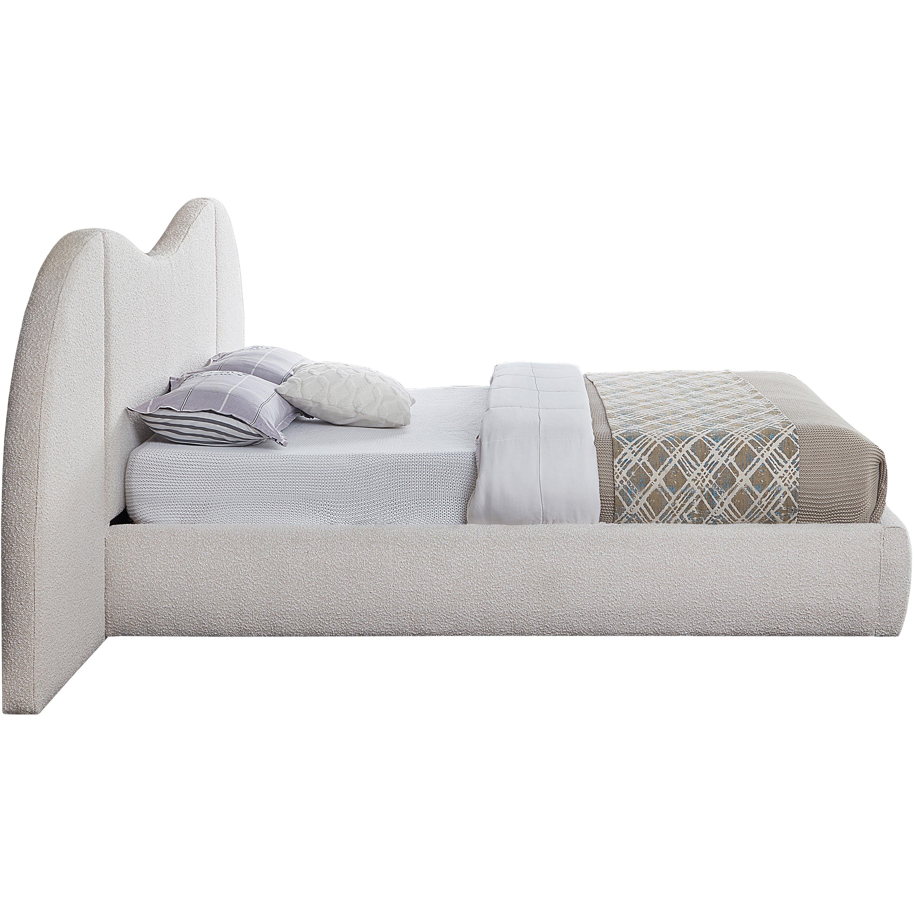 Meridian Everest Cream Boucle Fabric Queen Bed (3 Boxes)