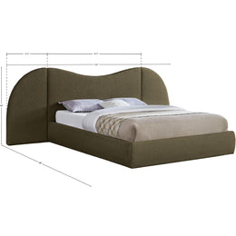 Meridian Everest Olive Green Boucle Fabric King Bed (3 Boxes)