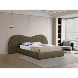 Meridian Everest Olive Green Boucle Fabric Queen Bed (3 Boxes)
