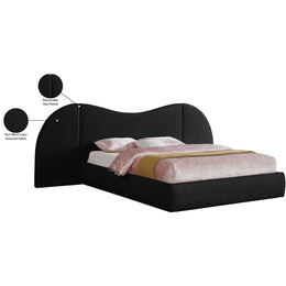 Meridian Everest Black Linen Textured Fabric King Bed (3 Boxes)