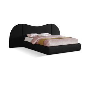 Meridian Everest Black Linen Textured Fabric Queen Bed (3 Boxes)