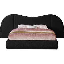 Meridian Everest Black Linen Textured Fabric Queen Bed (3 Boxes)