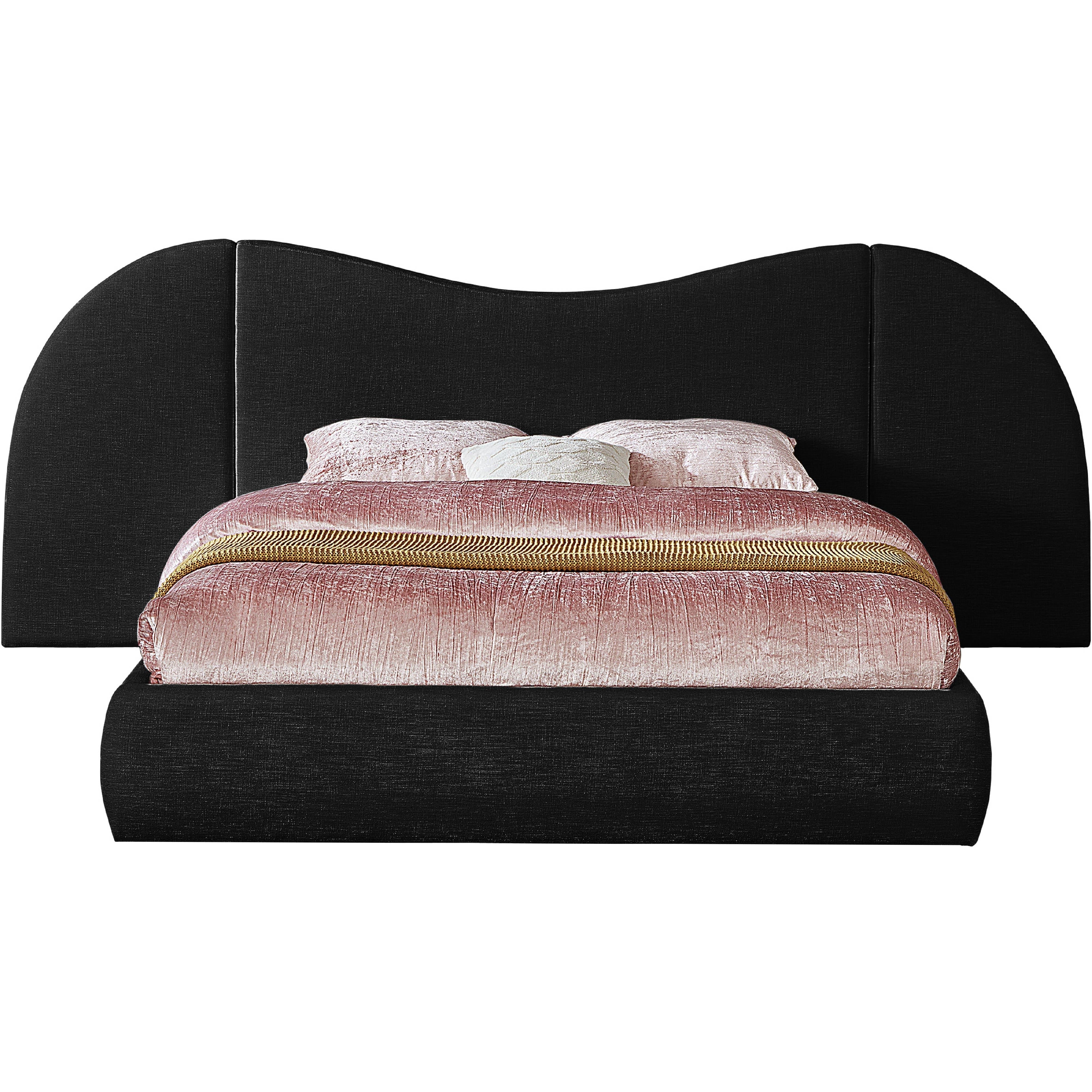 Meridian Everest Black Linen Textured Fabric Queen Bed (3 Boxes)