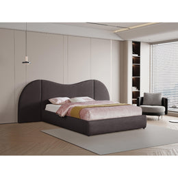 Meridian Everest Brown Linen Textured Fabric King Bed (3 Boxes)