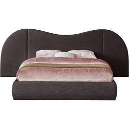 Meridian Everest Brown Linen Textured Fabric King Bed (3 Boxes)