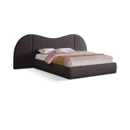 Meridian Everest Brown Linen Textured Fabric Queen Bed (3 Boxes)