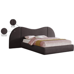 Meridian Everest Brown Linen Textured Fabric Queen Bed (3 Boxes)