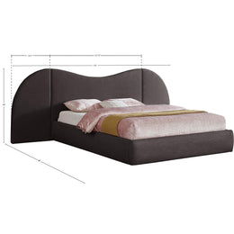Meridian Everest Brown Linen Textured Fabric Queen Bed (3 Boxes)