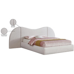 Meridian Everest Cream Linen Textured Fabric King Bed (3 Boxes)