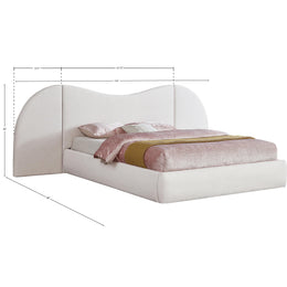 Meridian Everest Cream Linen Textured Fabric Queen Bed (3 Boxes)
