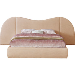 Meridian Everest Tan Linen Textured Fabric Queen Bed (3 Boxes)