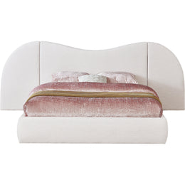 Meridian Everest White Linen Textured Fabric King Bed (3 Boxes)