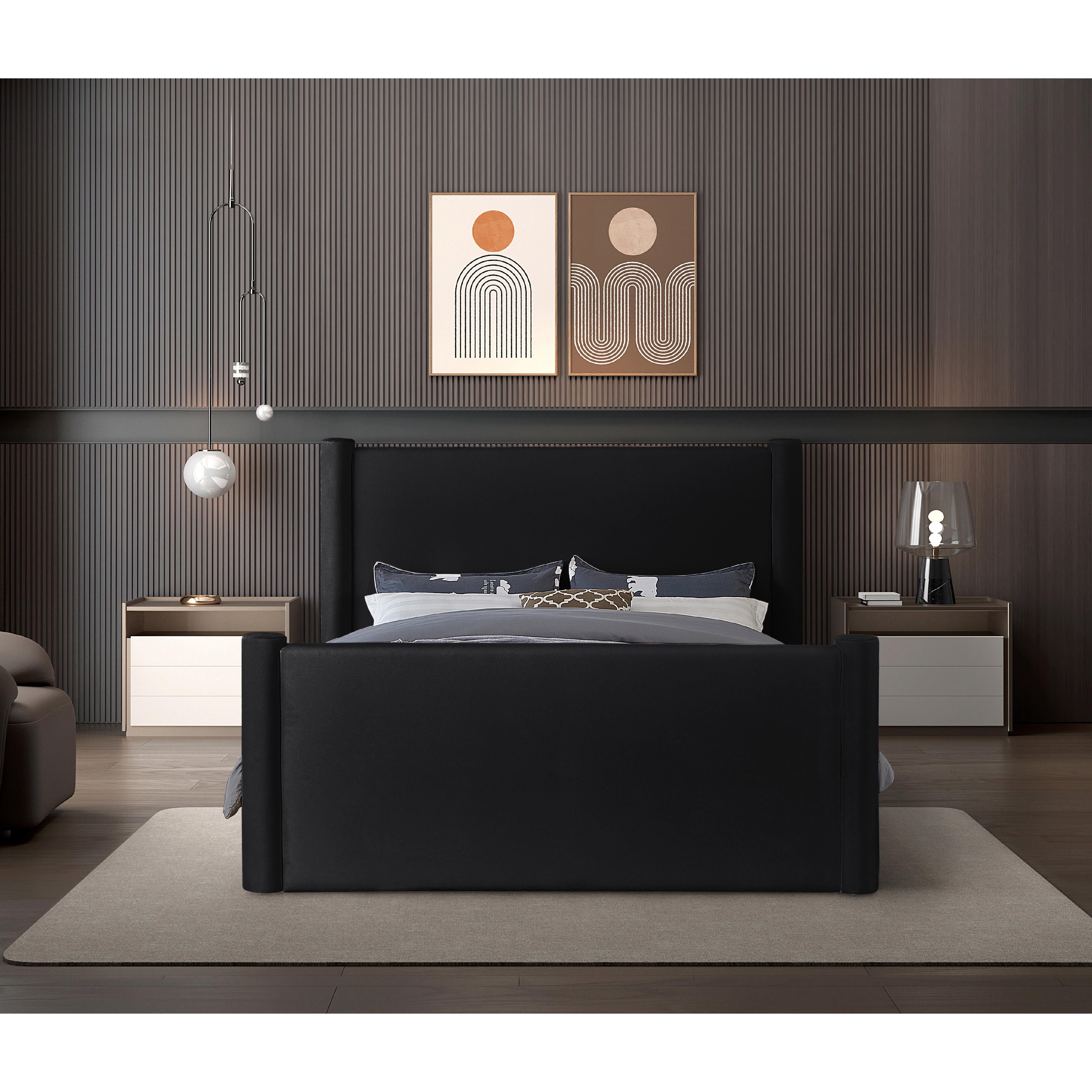 Meridian Elias Black Velvet King Bed