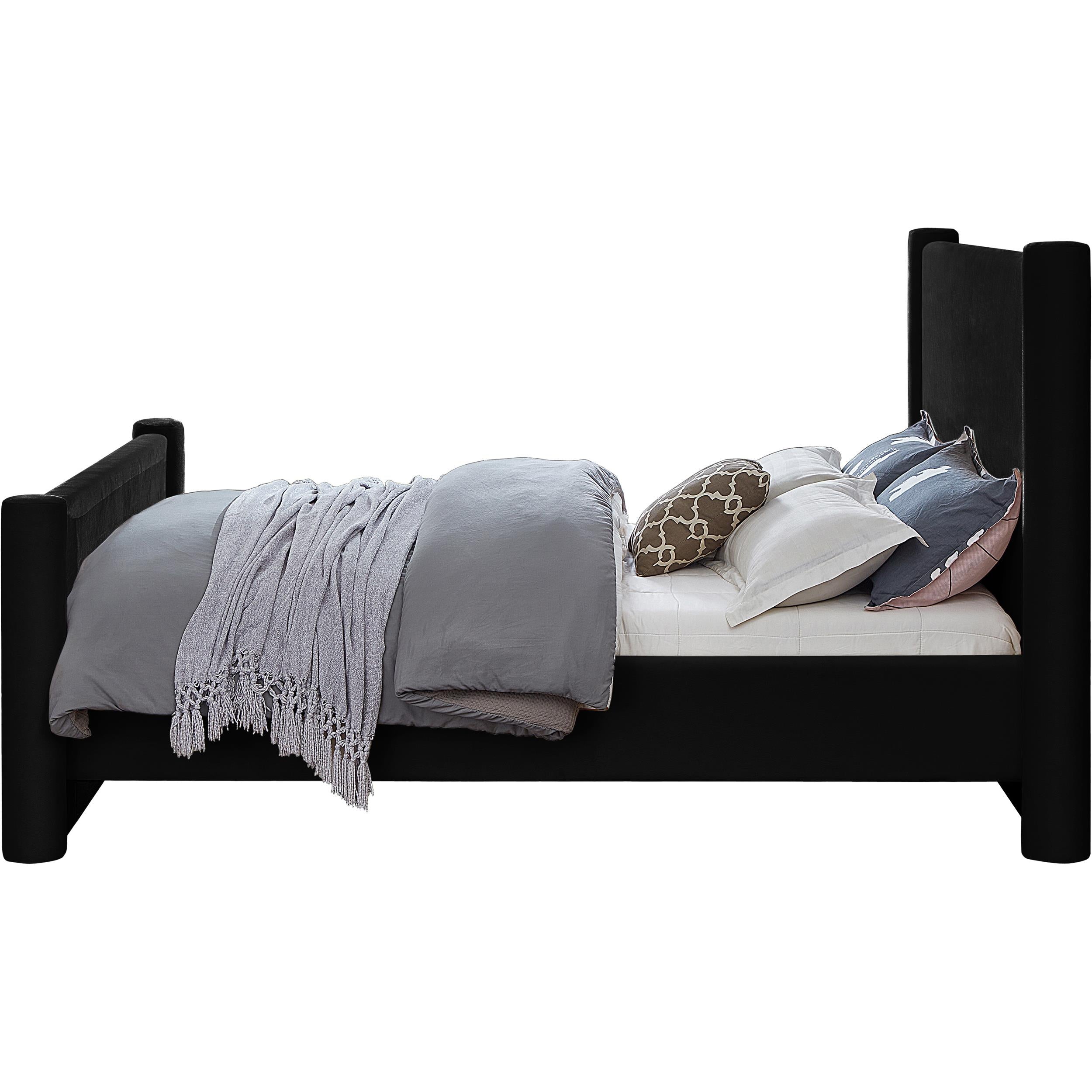 Meridian Elias Black Velvet King Bed