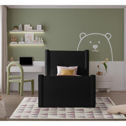 Meridian Elias Black Velvet Twin Bed
