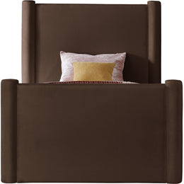 Meridian Elias Brown Velvet Twin Bed