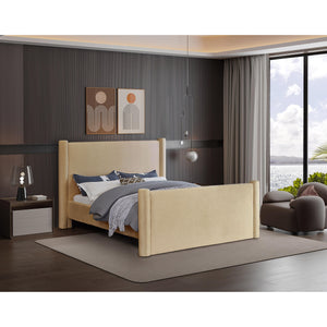 Meridian Elias Camel Velvet Full Bed