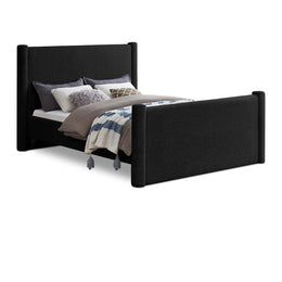 Meridian Elias Black Boucle Fabric Full Bed
