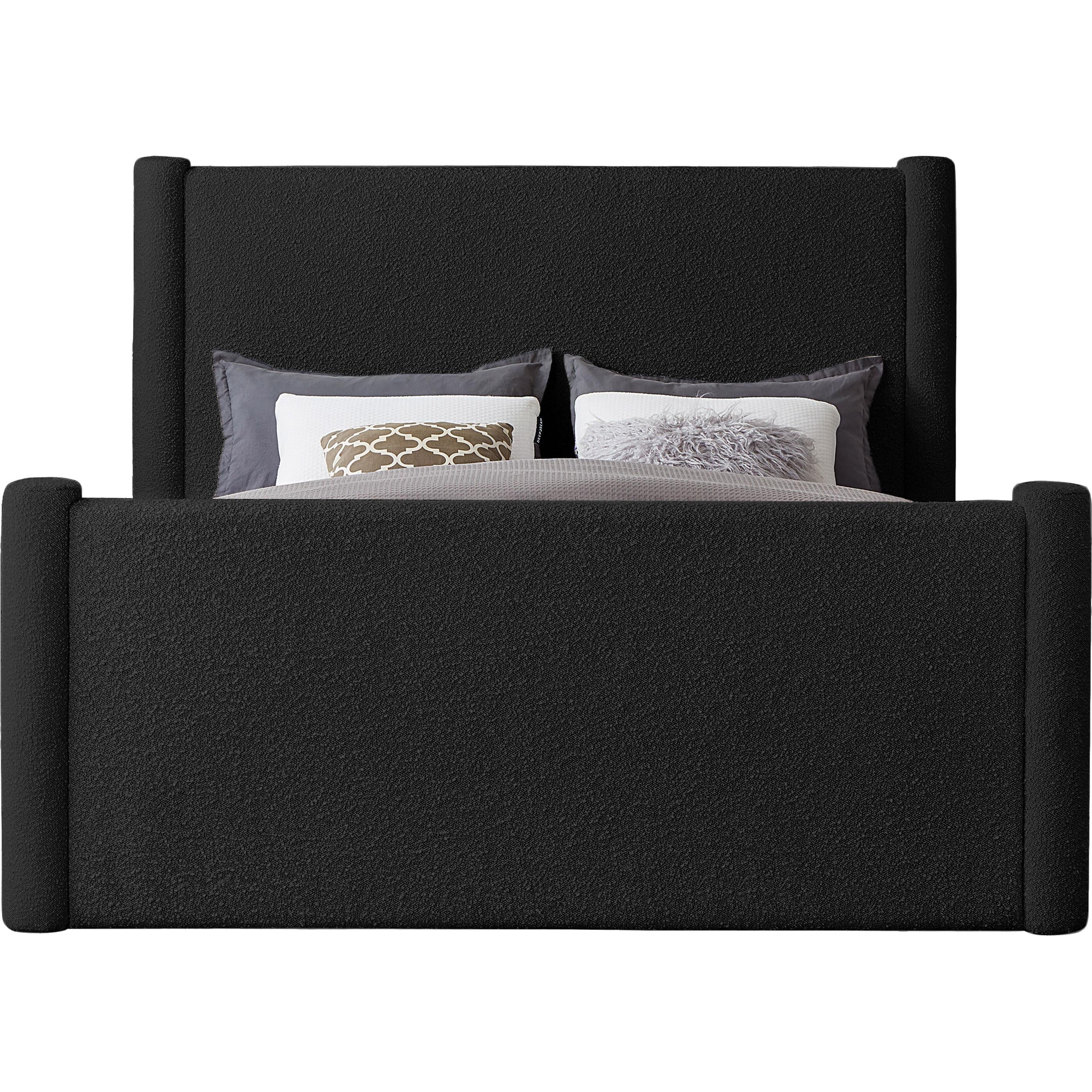 Meridian Elias Black Boucle Fabric King Bed