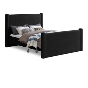 Meridian Elias Black Boucle Fabric Queen Bed