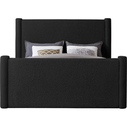 Meridian Elias Black Boucle Fabric Queen Bed