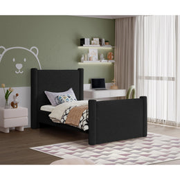 Meridian Elias Black Boucle Fabric Twin Bed
