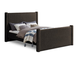 Meridian Elias Brown Boucle Fabric King Bed