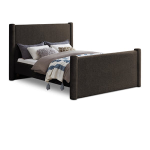 Meridian Elias Brown Boucle Fabric King Bed