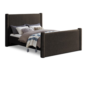 Meridian Elias Brown Boucle Fabric Queen Bed