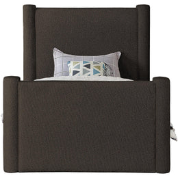 Meridian Elias Brown Boucle Fabric Twin Bed