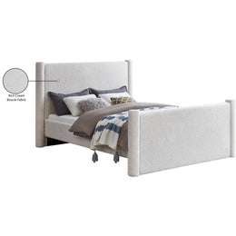 Meridian Elias Cream Boucle Fabric Full Bed