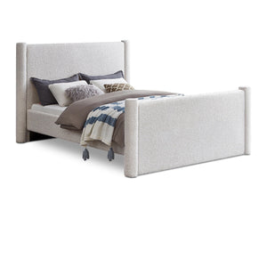 Meridian Elias Cream Boucle Fabric King Bed