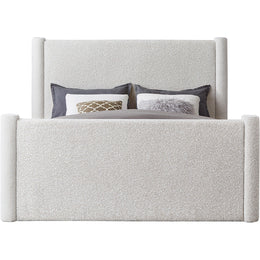 Meridian Elias Cream Boucle Fabric King Bed