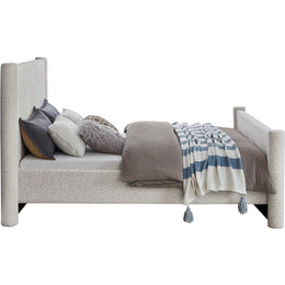 Meridian Elias Cream Boucle Fabric King Bed