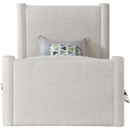 Meridian Elias Cream Boucle Fabric Twin Bed