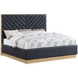 Meridian Casa Black Vegan Leather Queen Bed (3 Boxes)