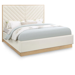 Meridian Casa Cream Vegan Leather King Bed (3 Boxes)