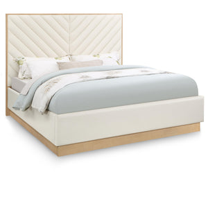 Meridian Casa Cream Vegan Leather King Bed (3 Boxes)