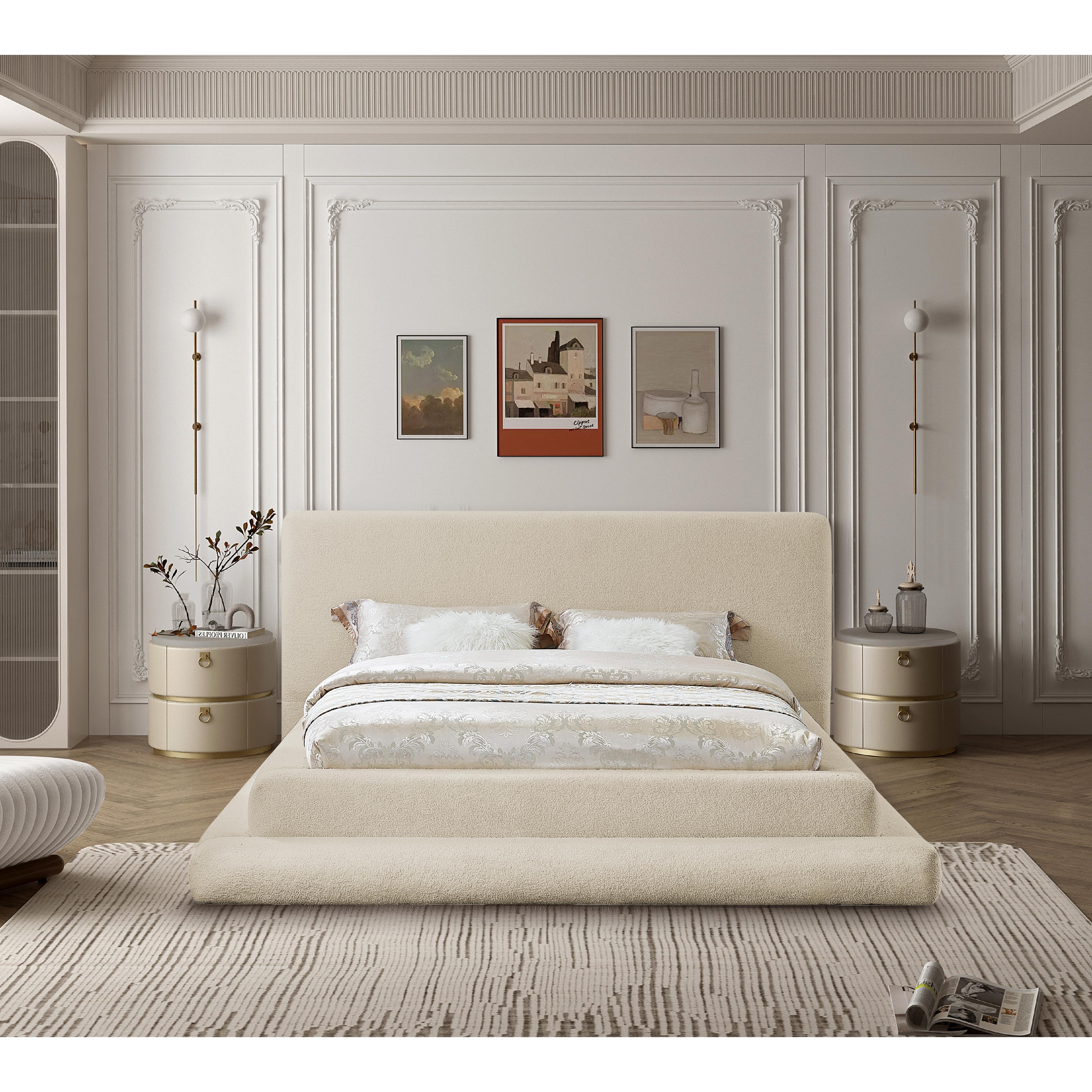 Meridian Dane Beige Teddy Fabric Full Bed (3 Boxes)