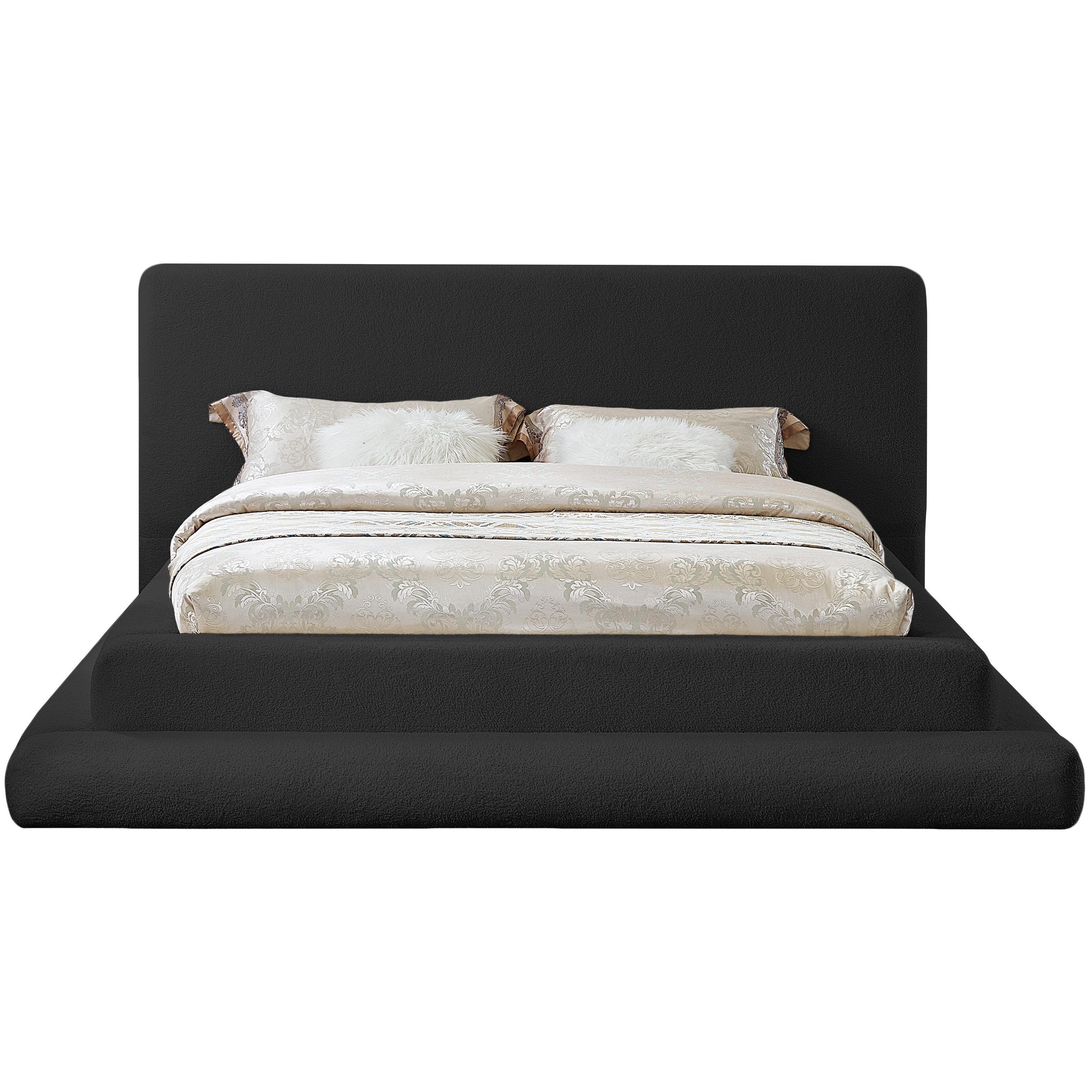 Meridian Dane Black Teddy Fabric King Bed (3 Boxes)
