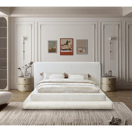 Meridian Dane Cream Teddy Fabric King Bed (3 Boxes)