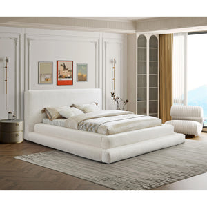 Meridian Dane Cream Teddy Fabric Queen Bed (3 Boxes)