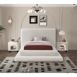 Meridian Dane Cream Teddy Fabric Twin Bed (3 Boxes)