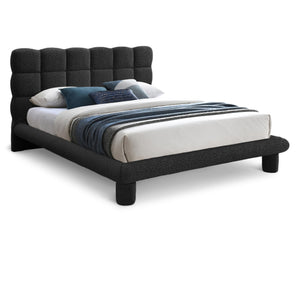 Meridian Deco Black Boucle Fabric Queen Bed (3 Boxes)