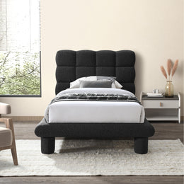 Meridian Deco Black Boucle Fabric Twin Bed (3 Boxes)