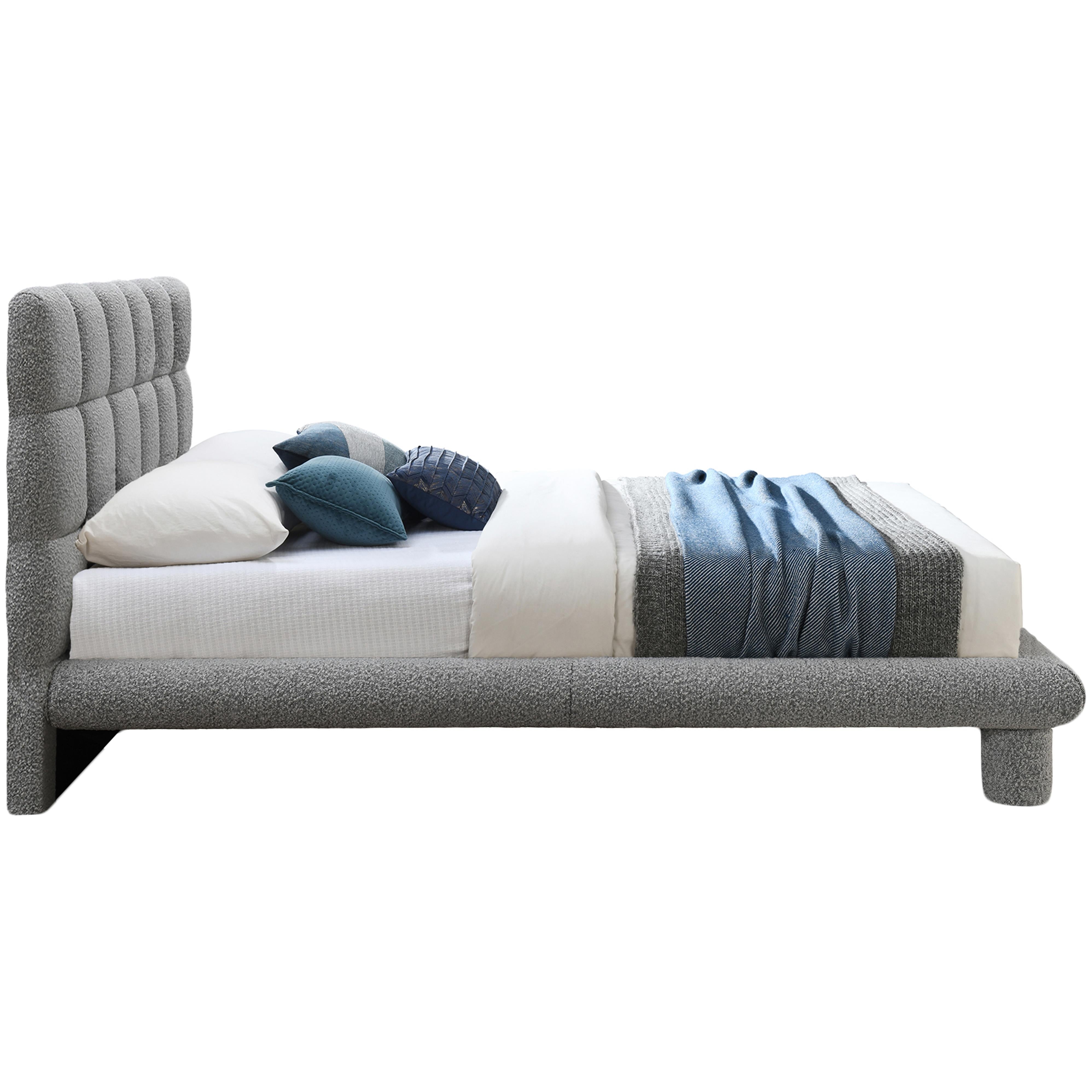 Meridian Deco Grey Boucle Fabric Full Bed (3 Boxes)